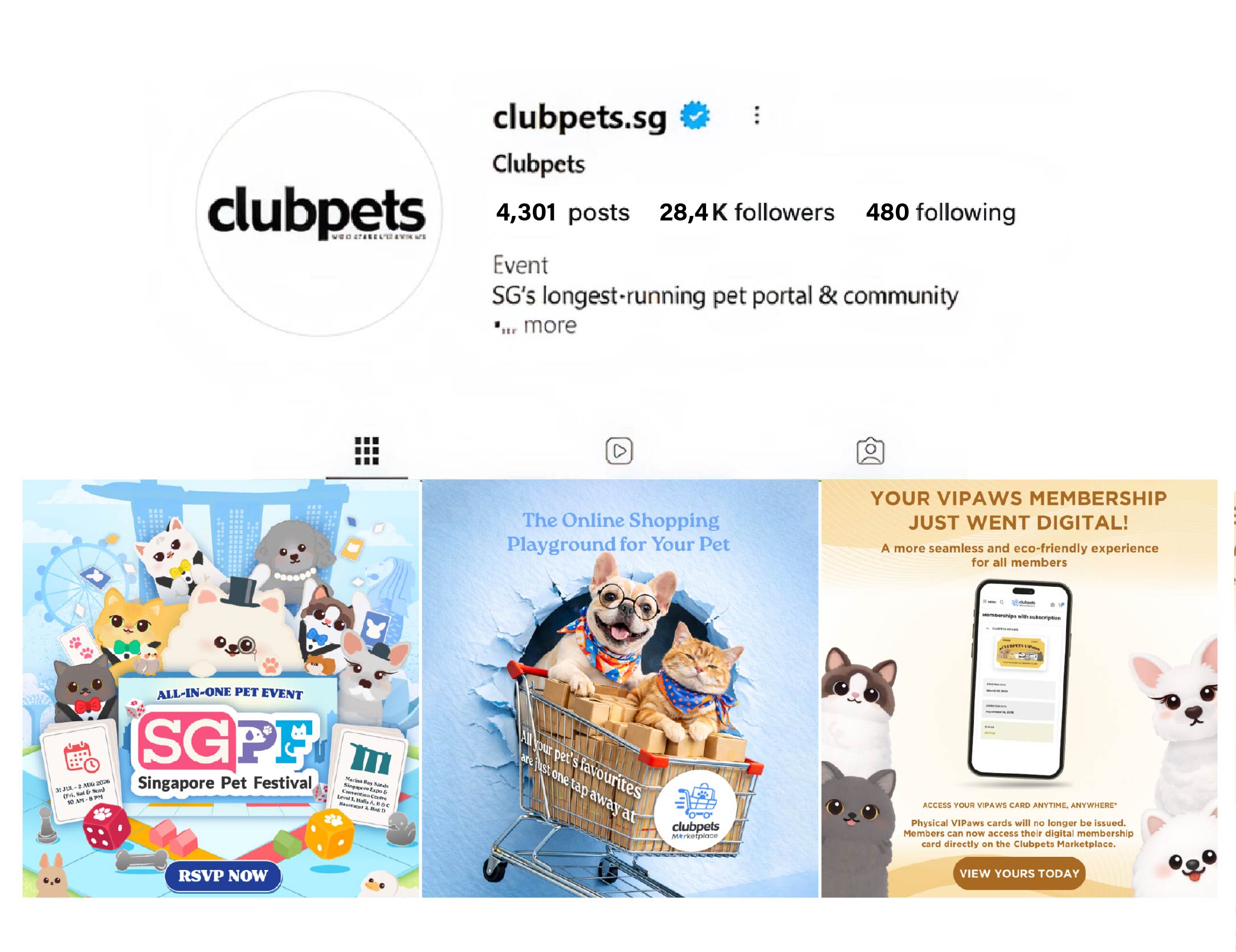 Clubpets Instagram profile